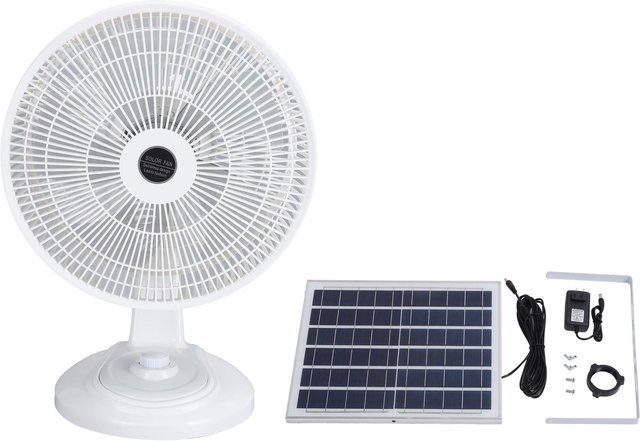 Aimo Solar Tischbodenventilator Multifunktion, leise und effizient, 3 Stufen einstellbar, grau/weiß - Bild 1