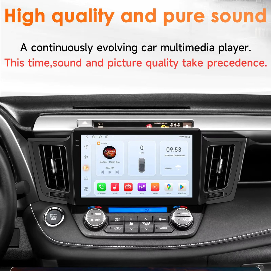 Hizpo Intelligentes Autoradio für Toyota RAV4 2013-2017 mit Android 14, Qualcomm Snapdragon 6115, 8GB RAM, 128GB ROM, AI CarPlay, GPS, 4G, Bluetooth 5.4, Schwarz - Bild 4