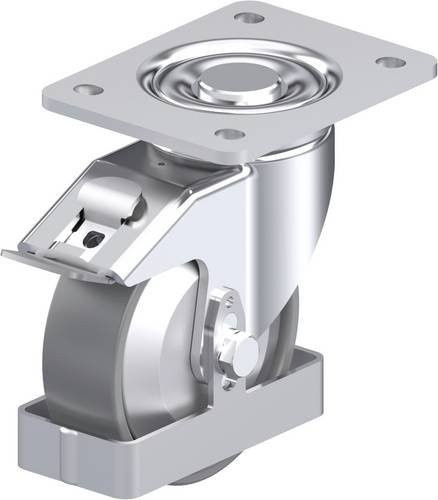 Blickle Stahlblech-Lenkrolle LH-PO 125KA-3-FI-ELS-FA-FS in Silber, Rad-Durchmesser: 125 mm, Tragfähigkeit: 300 kg - Bild 1