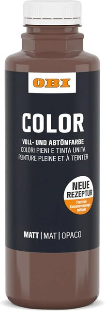 OBI Color Voll- und Abtönfarbe Dunkelbraun, wasserbasierte Dispersionsfarbe für Putz, 500 ml - Bild 1