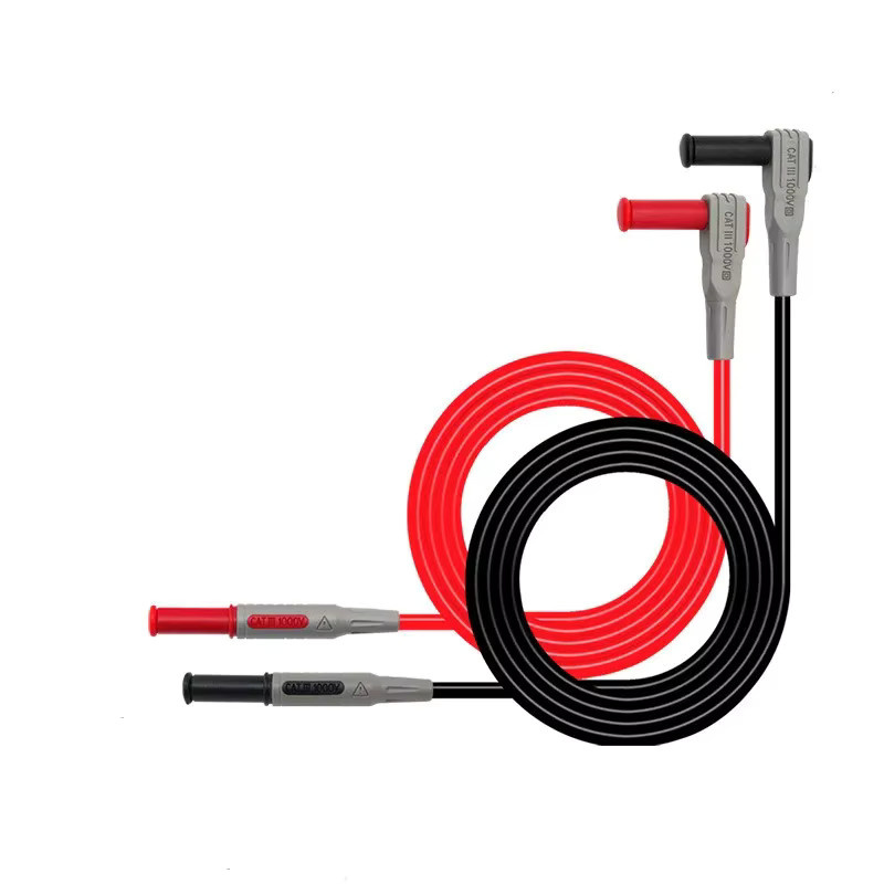 Cleqee P1033 Sicherheits-Bananenstecker-Messleitung 2 Stück, Multimeter-Testkabel 90 Grad bis gerade, 100 cm, 1000 V/15 A - Bild 2