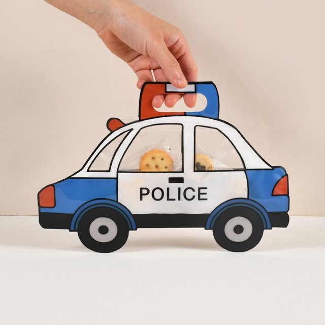 ZQNYCY Geschenkbeutel mit Lkw Bagger Polizei und Baustellen-Motiven für Kindergeburtstage, Mehrfarbig, Kunststoff - Bild 1