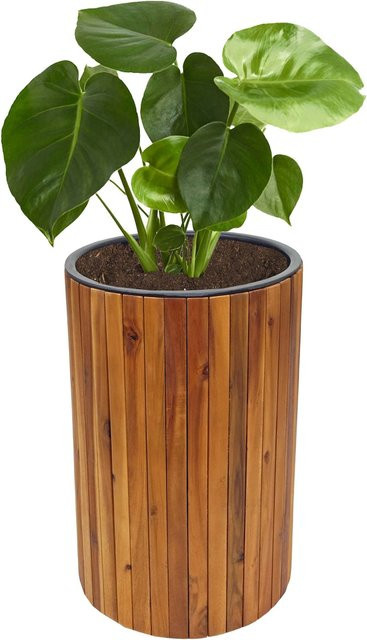 Runder Pflanzkübel MCW aus Akazienholz in Braun, Durchmesser: 50 cm, Höhe: 34 cm - Bild 1