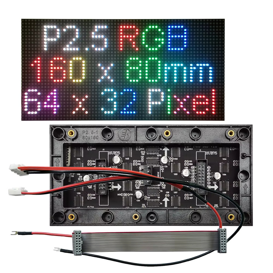 XUYRGB P 2,5 Indoor Vollfarbe LED-Anzeige Modul, HUB75, SMD RGB LED Panel Matrix, 64 x 32 Pixel, Farbe: Multicolour/Schwarz, B/H: 160 x 80 mm, kompatibel mit PIN2DMD - Bild 2