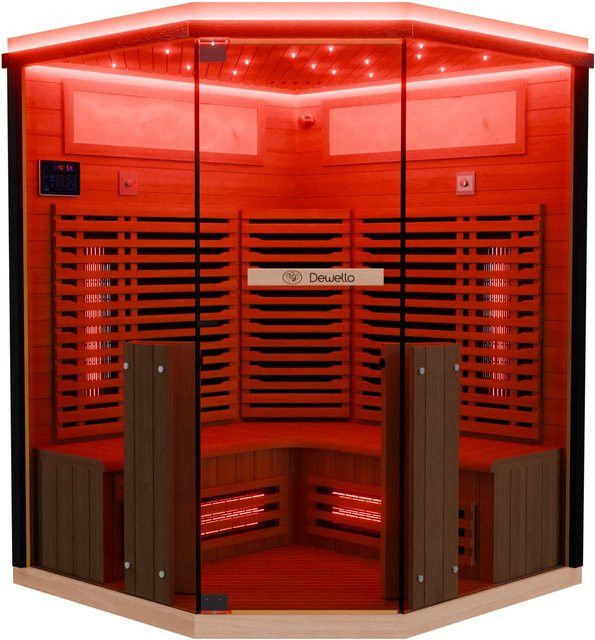 Dewello Infrarotkabine Kenora Infrarotsauna aus Hemlockholz für 2-3 Personen, Farbe Braun, B/T/H: 140 x 140 x 190 cm - Bild 1