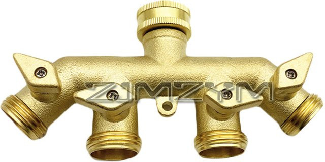 ZJMZYM 4-Wege-Messing-Kugelhahn-Gartenschlauchverteiler mit Mehrfachanschluss zur Bewässerung - Bild 1