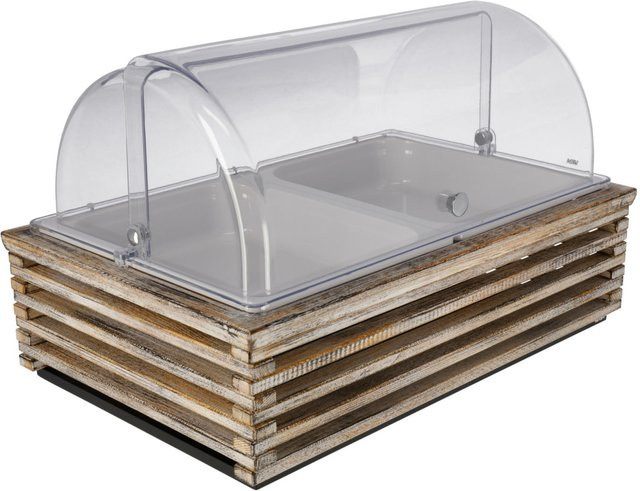 VEGA Buffetvitrine Natchez hoch in Weiß und Transparent aus Melamin mit 2x GN 1/2 und GN 1/1, B/T/H: 57,5 x 37 x 27,7 cm - Bild 1