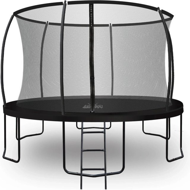 Zero Gravity Trampolin für Outdoor mit Klappnetz und Leiter, Farbe: Schwarz/Silber - Bild 1
