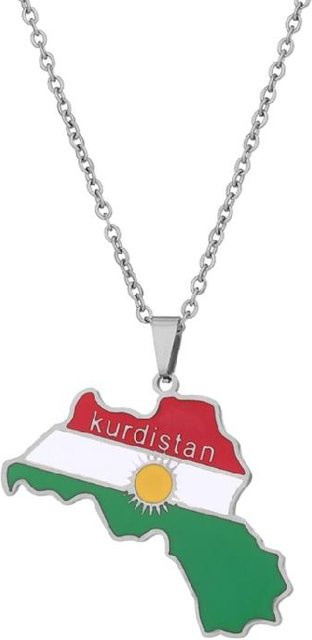 Halskette Kurdistan Karte, Silber, Damen Herren - Bild 1