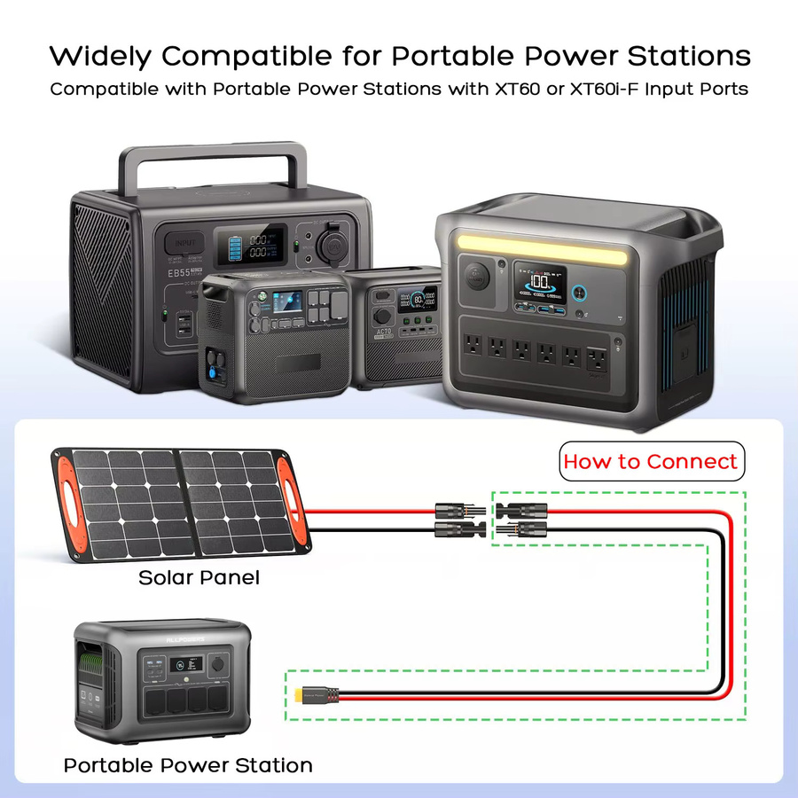 ZAEGIRZ XT60 auf Solarpanel-Kabel für tragbare Solargeneratoren und Powerstations wie Bluetti, Anker SOLIX, EcoFlow Delta und River - Bild 5
