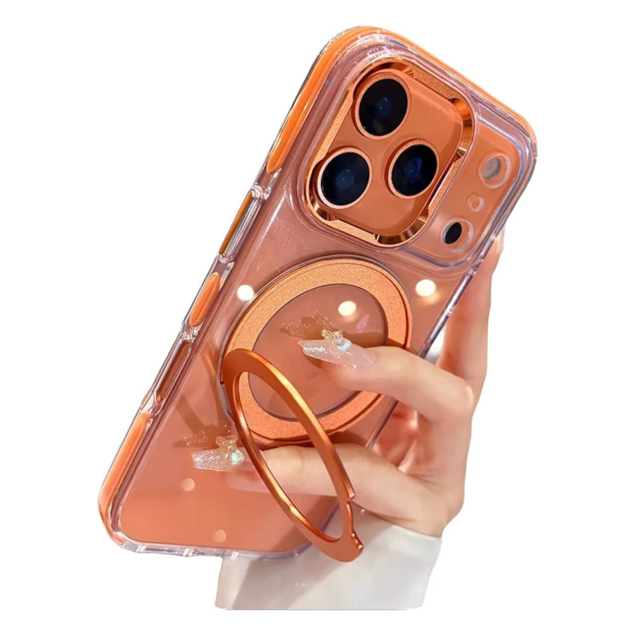 NUCWIN MagSafe Handyhülle mit 360 Grad drehbarer Halterung für iPhone 17 16 15 14 13 12 Pro Max Plus Air, magnetisch und sturzsicher, transparent/grau - Bild 6