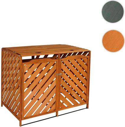MVG Mülltonnenverkleidung MVG-J44 XL für 2er oder 4er Tonnen aus Tannenholz in Braun, B/H/T: 133 x 121 x 98 cm - Bild 1
