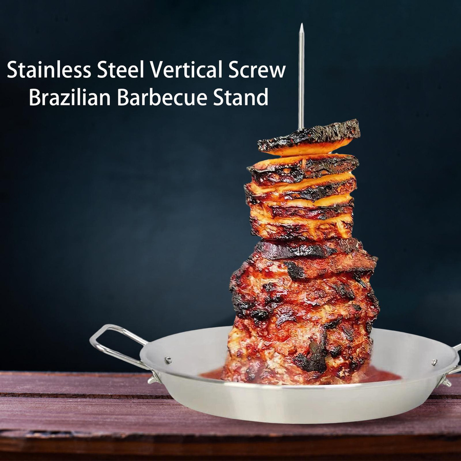 Fishine Vertikaler Edelstahl-Schraubspieß für brasilianisches Barbecue in Silber mit 3 abnehmbaren Schraubstiften - Bild 3