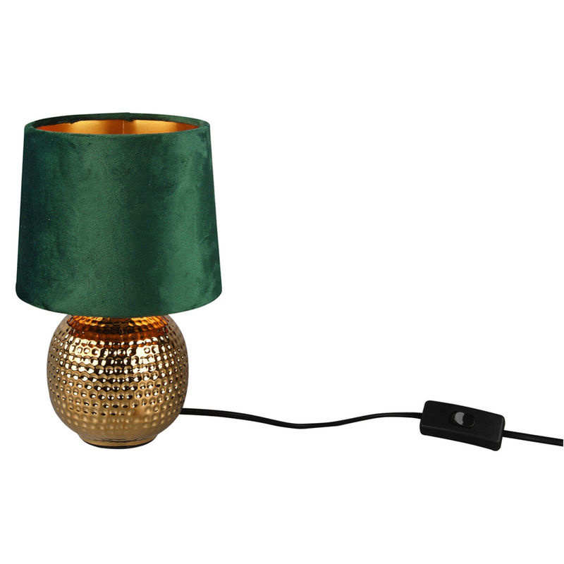 Reality Tischleuchte Sophia aus Keramik und Samt in Grün und Gold, H: 26 cm, B: 16 cm, T: 16 cm - Bild 2