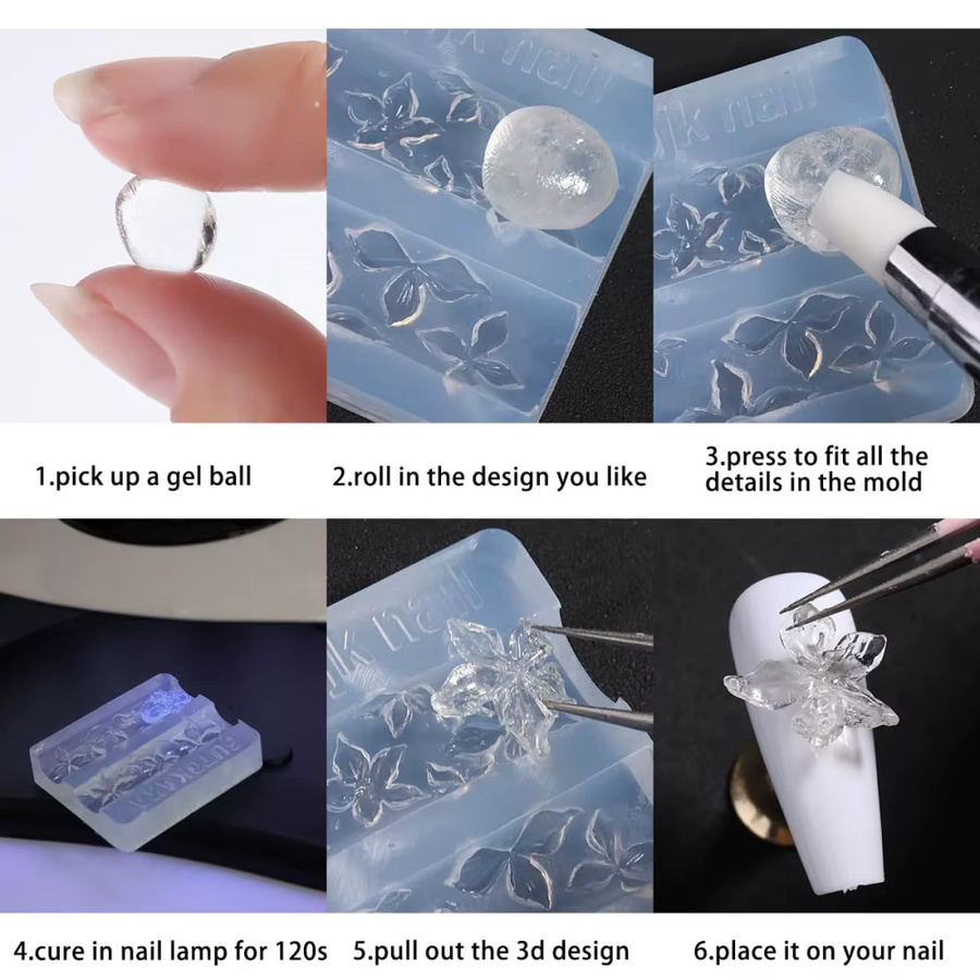MingLee Nagelmodellierform, Transparente Silikon-Blütenform für Nagelgel - Bild 5