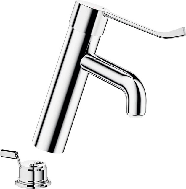 Delabie BIOCLIP Einhebelmischer für die Standmontage in Chrom, Hygienehebel, wassersparend, Farbe: Silber - Bild 1