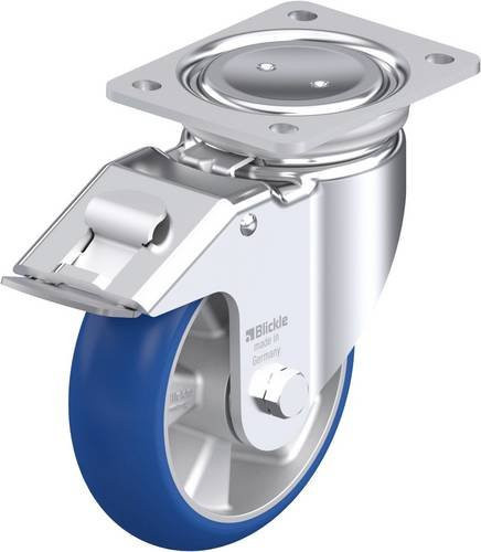 Blickle LUH-ALBS 160K-FI-CO Stahlblech-Lenkrolle in Silber und Blau mit 160 mm Rad-Durchmesser und einer Tragfähigkeit von max. 580 kg - Bild 1