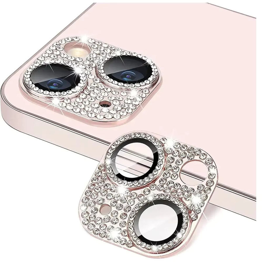 Glitzer-Diamant Kameraobjektiv-Schutzhülle und Displayschutzfolie für Apple iPhone Serie in Silber - Bild 2