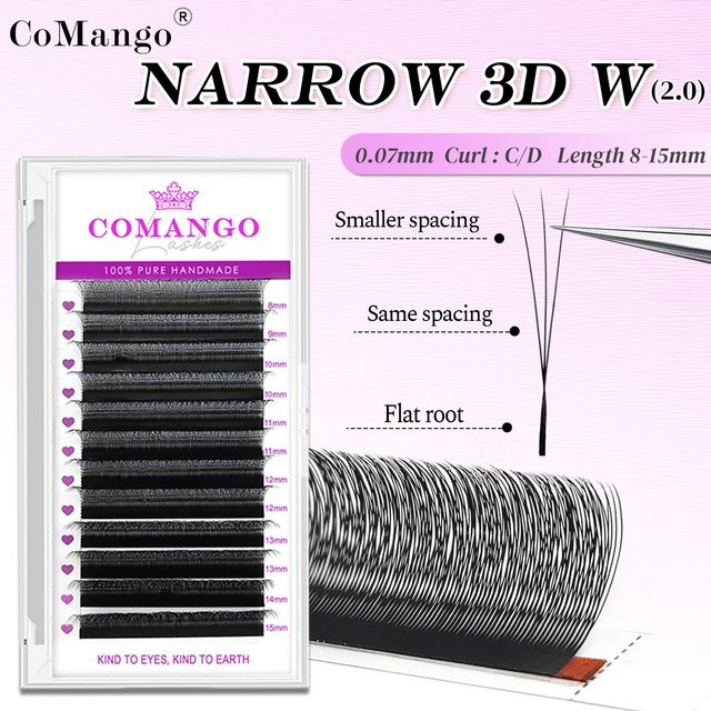 CoMango 3D-W-Wimpernverlängerungen, 12 Reihen, 0,07 mm, handgewebt - Bild 1