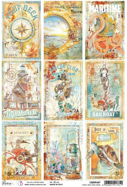 Motiv-Strohseide Ciao Bella Coral Reef - Mini Cards in Multicolor, A4, matt - Bild 1