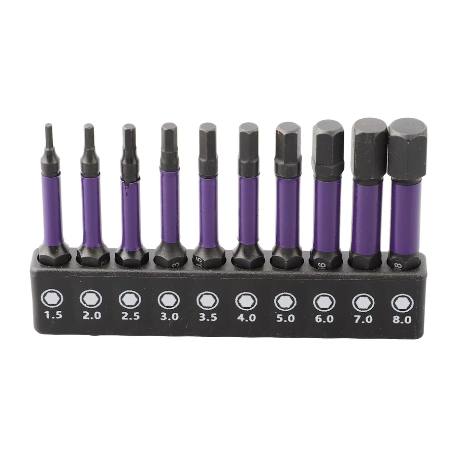 VIBRATITE Magnetisches Sechskant-Schraubendreher Bit Set 1/4 Zoll Schaft H1,5-H6 mit Bit Halter für Handbohrer und Schrauber, 10 Stück - Bild 3