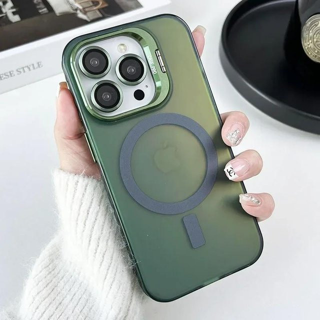 CXSHXSZK Magnetische Handyhülle mit Farbwechsel und Frosted-Effekt sowie Kameraschutz für iPhone 11 bis iPhone 16 Pro Max, Grün - Bild 1