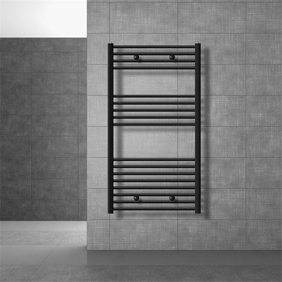 LuxeBath Design Badheizkörper Sahara Elektrisch mit Heizstab 1200W, Schwarz matt, B: 75 cm, H: 120 cm - Bild 1