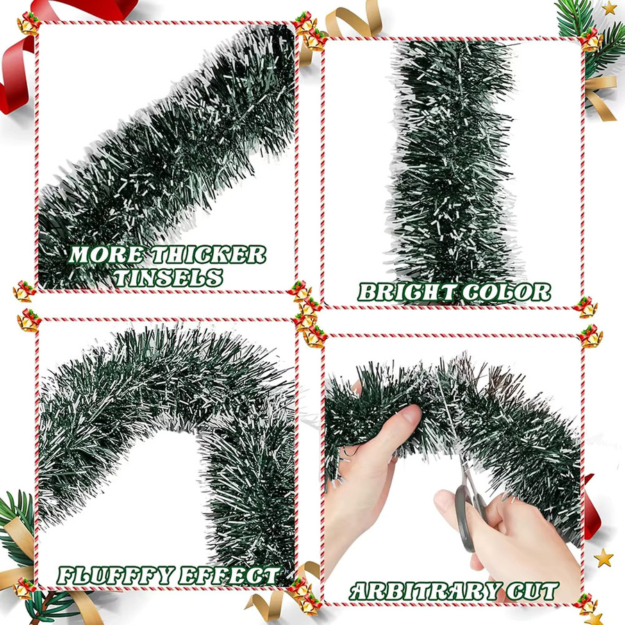 Surpsea Weihnachts-Hängegirlande mit Schleife in Grün, 2er-Pack, Länge: 198 cm - Bild 4