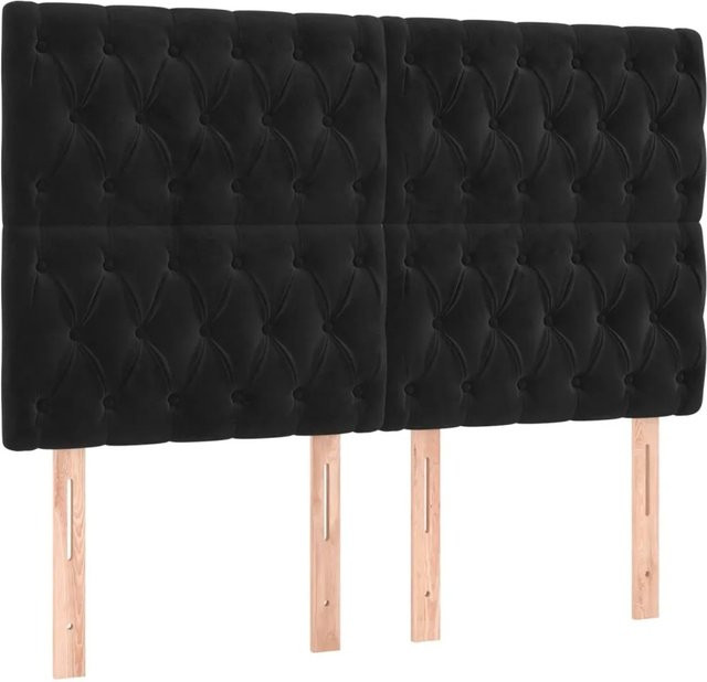 vidaXL LED Kopfteil in Schwarz aus Samt mit USB-Ladeport, Breite: 144 cm, Tiefe: 7 cm, Höhe: 118-128 cm - Bild 1