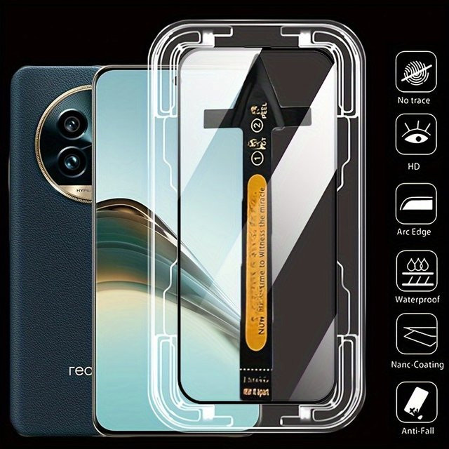 9H HD gehärtetes Glas Displayschutzfolie für OPPO Realme 14 13 12 11 Pro Plus, transparent, vollständige Abdeckung und Anti-Kratz-Schutz - Bild 1