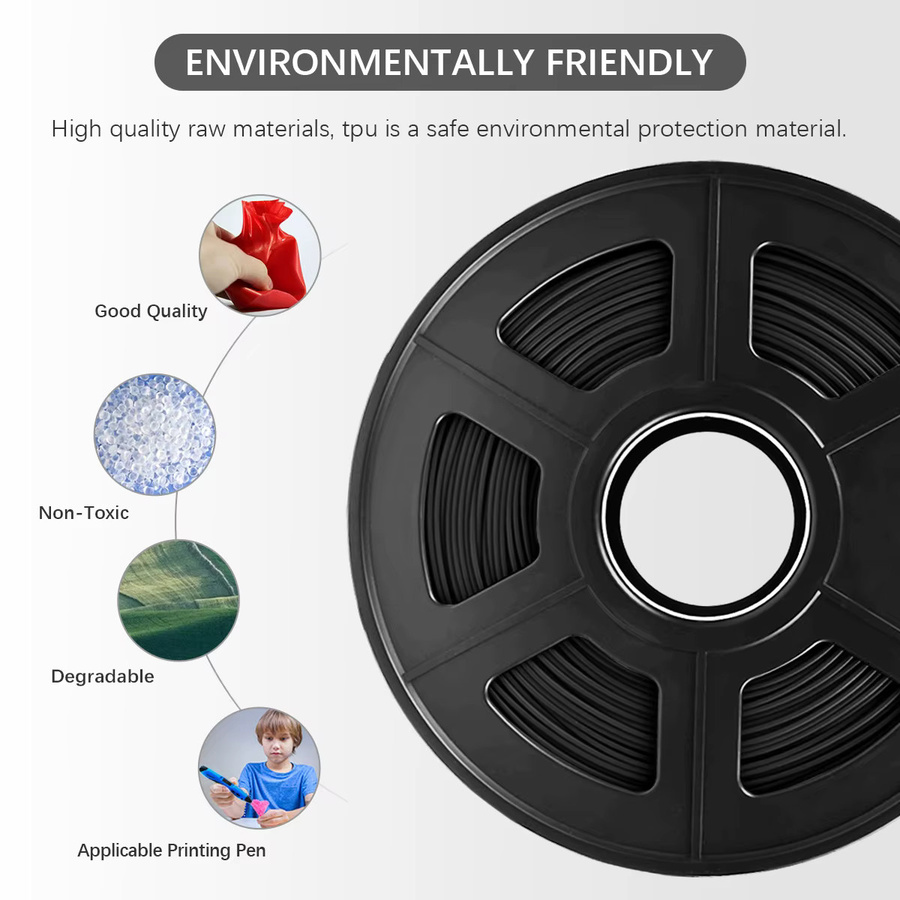 JAYO 3D-Filament Set für FDM-Drucker, 5 Rollen PLA/ABS/SEIDE in Schwarz, Durchmesser: 1,75 mm - Bild 4