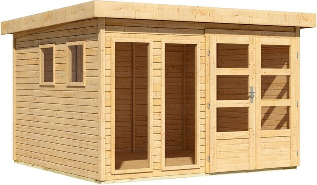 Karibu Gartenhaus Pentus 6 mit Flachdach aus nordischer Fichte in Braun - Bild 1