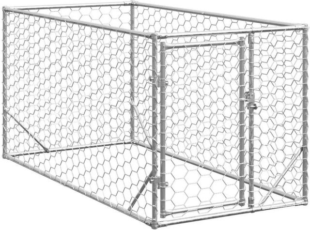 vidaXL Outdoor-Hundezwinger aus verzinktem Metall in Silber, B/T/H: 200 x 100 x 100 cm - Bild 1