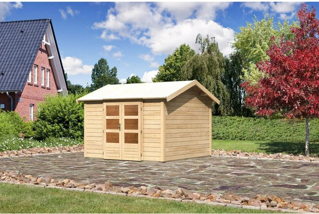 Karibu Holz-Gartenhaus Timra mit Satteldach in Braun, B/T: 300 x 300 cm - Bild 1