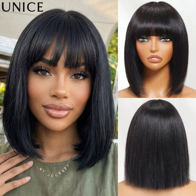 UNice Hair Bob-Perücke mit Pony, 100 % Echthaar, Damen - Bild 1
