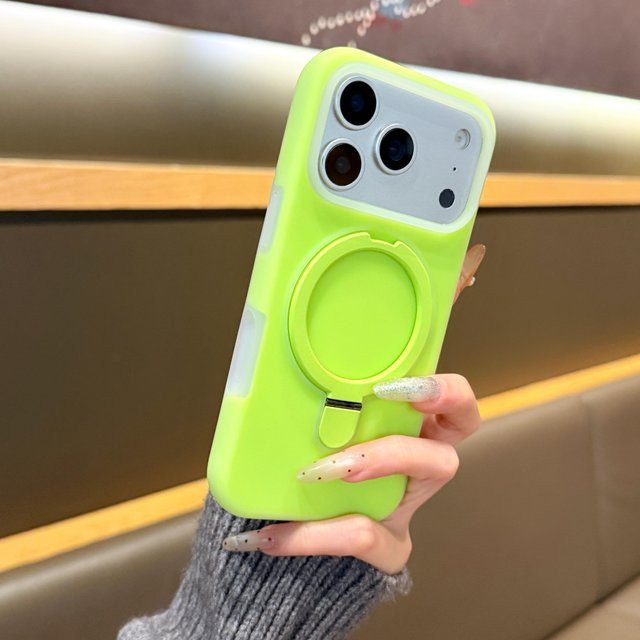 YULIN Gelee Neon Silikon Hülle mit MagSafe Ständer für iPhone 17 16 15 14 13 Pro Max, stoßfest, grün/mehrfarbig - Bild 1