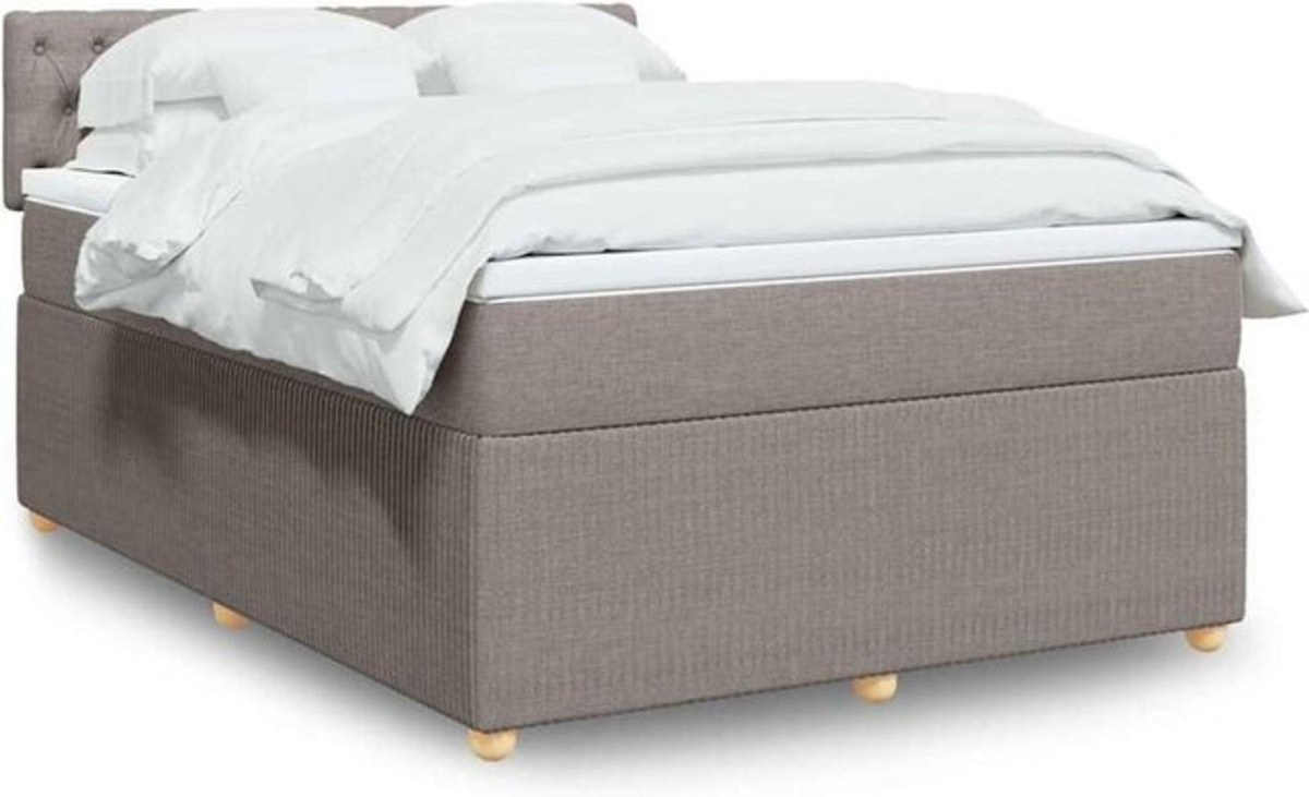 vidaxl Boxspringbett mit Matratze in Taupe meliert aus Stoff, B/T: 140 x 200 cm - Bild 1
