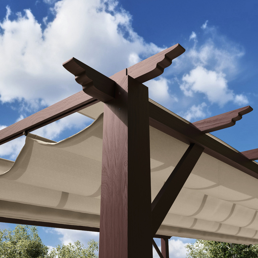 Paragon Outdoor Aluminium Pergola Florenz Pavillon mit ausziehbarem Sonnensegel in Holzoptik Cocoa, B: 505 cm, T: 350 cm, H: 236 cm - Bild 4