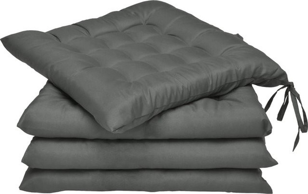 Beautissu 4er Set Stuhlkissen Lea Anthrazit B/B: 40 x 40 cm