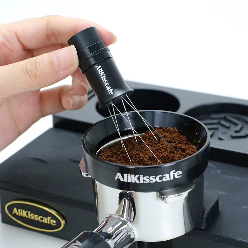 CafeGaGa Espresso WDT Tool Kaffee Nadeln Verteiler aus Edelstahl mit Magnethalterung und verstellbarem Rührbereich in Silber oder Schwarz - Bild 5
