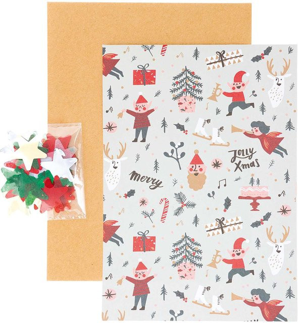 Rico Design Paper Poetry Grußkartenset Jolly Christmas Classic in Rot und Grün - Bild 1