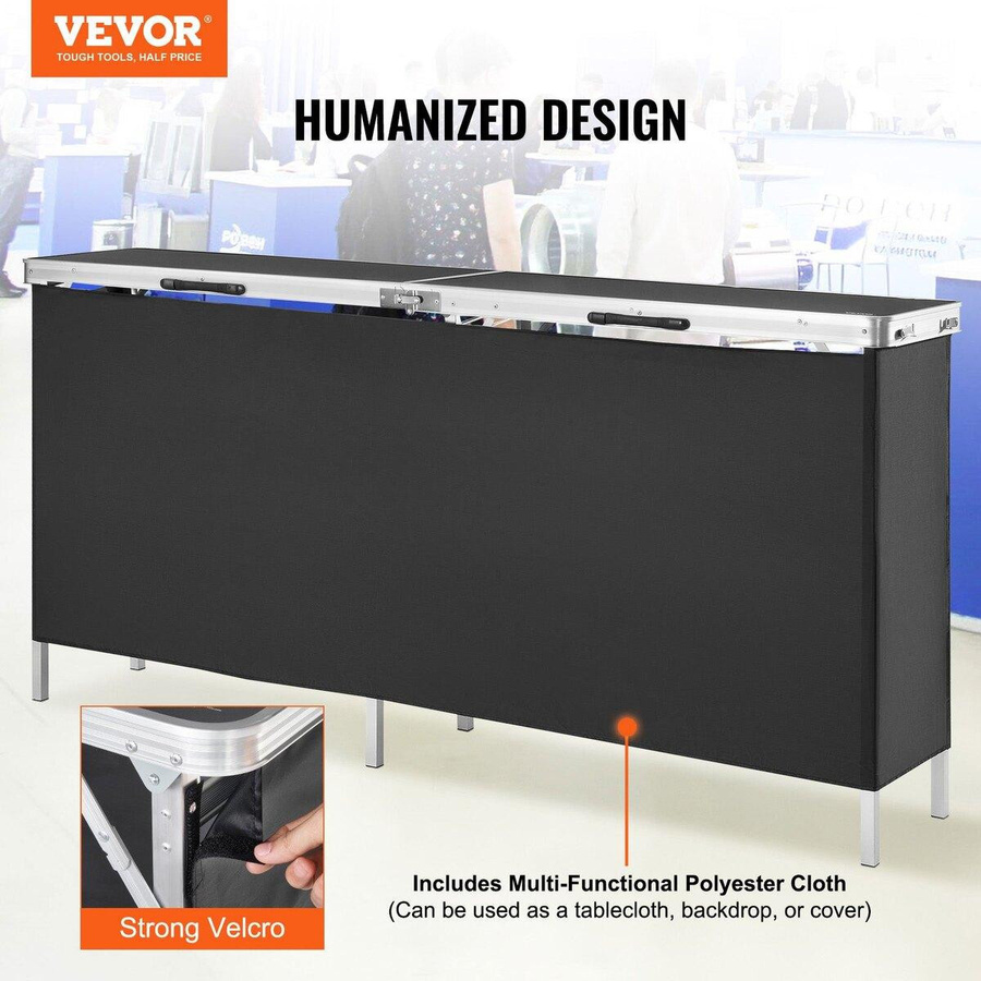 Tragbarer Messe Podiumstisch von Buying Solutions, MB in Schwarz, Faltbarer Counter Stand mit Wand für Promotion und Einzelhandel, B/T/H: 198,0 x 38,5 x 88,0 cm - Bild 8
