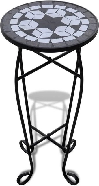 vidaXL Beistelltisch mit Keramik-Mosaik in Schwarz und Weiß, Durchmesser: 60,0 cm, Höhe: 30,0 cm - Bild 1