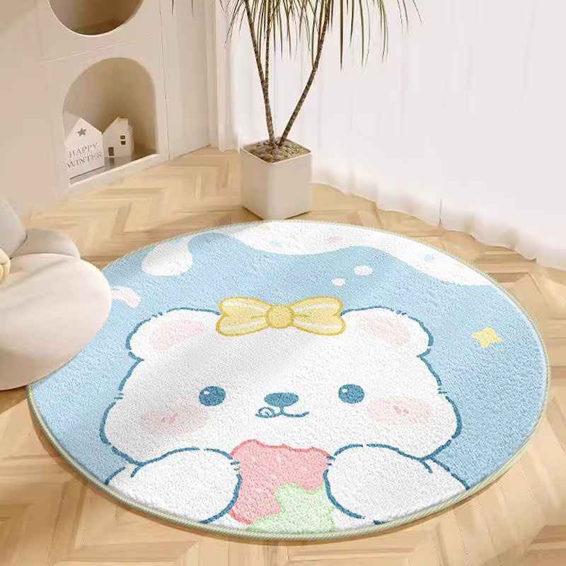 Runder Plüschteppich VIKAMA in Blau mit Kinder-Motiv für Wohnzimmer, Schlafzimmer oder Kinderzimmer, Durchmesser: 80 cm - Bild 1