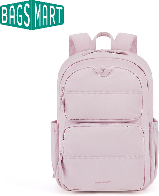 BAGSMART Laptop-Rucksack als große Reisetasche und College-Schulrucksack für Damen, Jungen und Mädchen in Schwarz und Pink - Bild 1