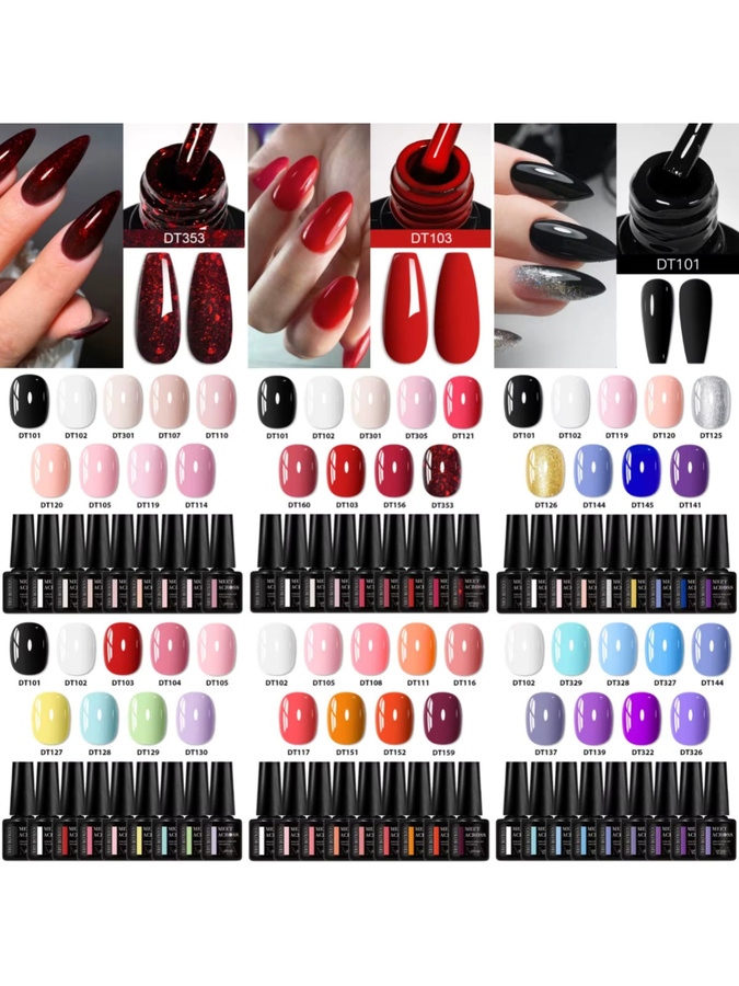 MEET ACROSS Nagellack Set, Semi Permanent, Rot Schwarz Gel, 9 Stück - Bild 6