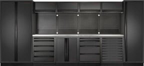 Kraftwerk Mobilio 6er Kombi Hochschrank mit Flügeltüren aus Edelstahl in Silber und Schwarz - Bild 1