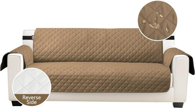 Wasserdichter und rutschfester Sofabezug für 1-Sitzer in Beige mit elastischem Band und Waschbarkeit - Bild 1