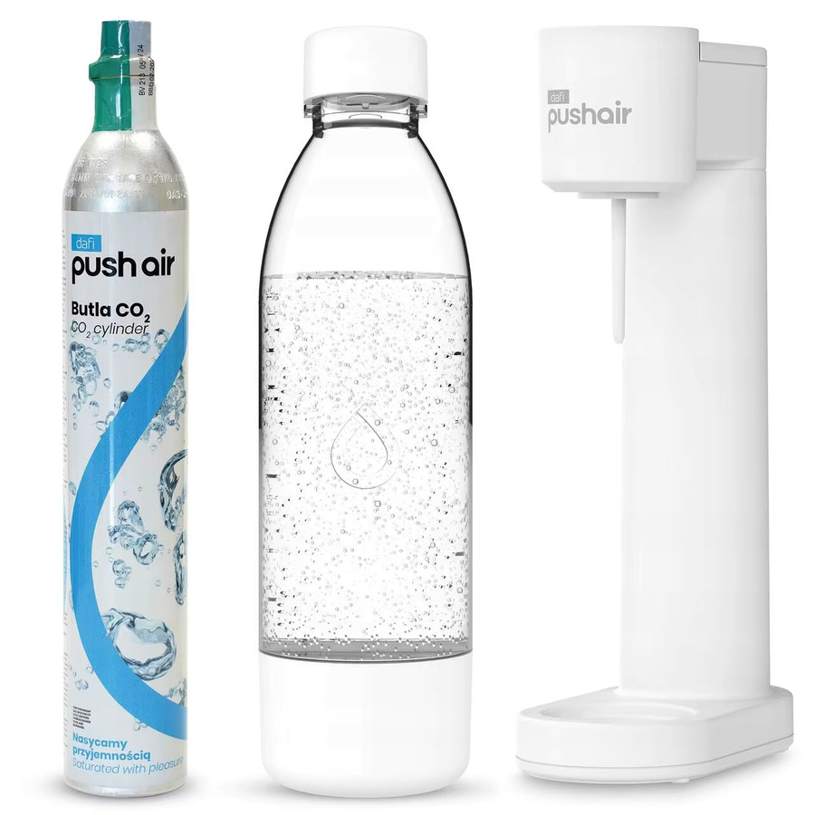 Dafi PushAir Wassersätzer in Schwarz und Weiß mit 1x 0,7 l Flasche und CO2-Patronenset - Bild 7