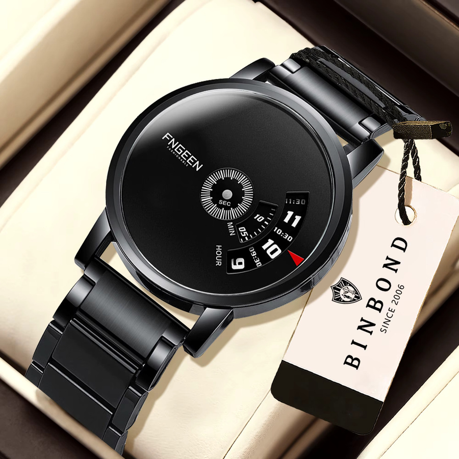 BINBOND Armbanduhr Quarz, Edelstahl, Schwarz, Herren - Bild 2